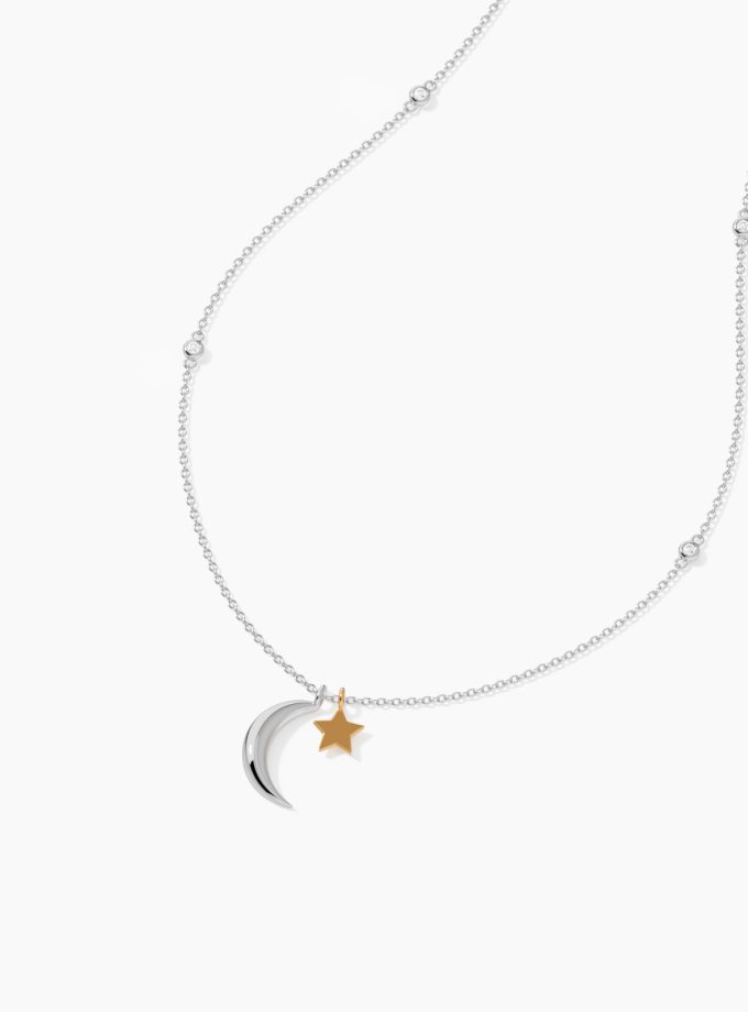 Celestial Moon and Star Pendant Necklace | Varudai