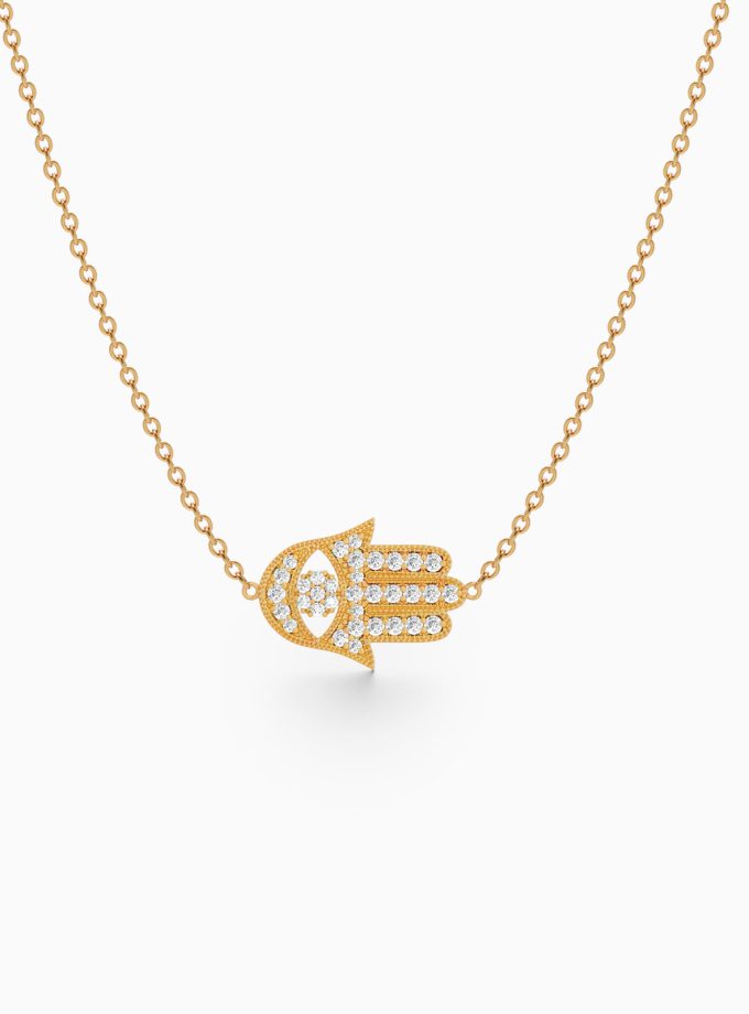 Diamond Hamsa Hand Pendant | Varudai