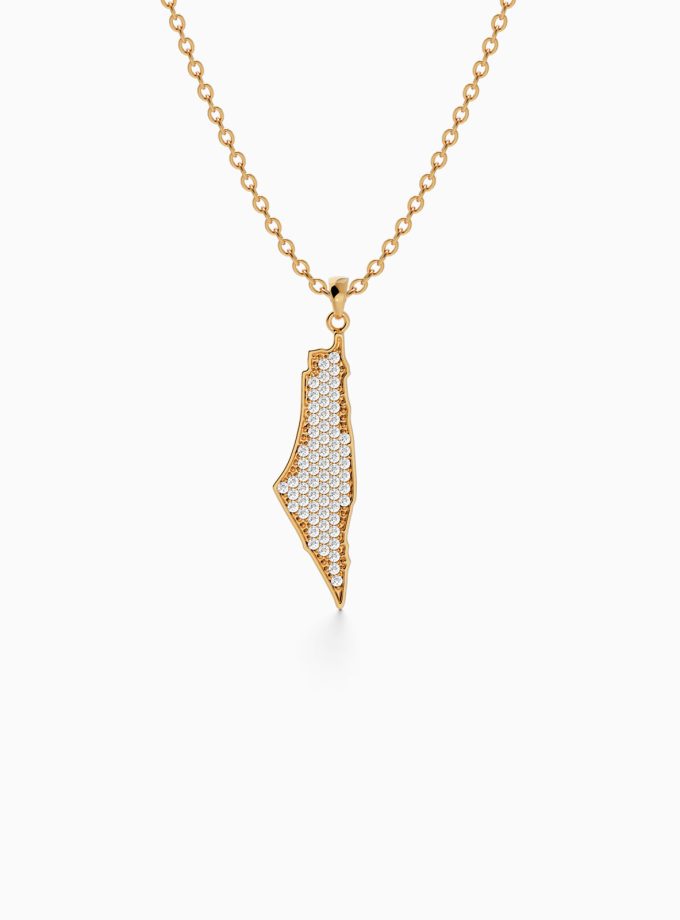 Palestine Diamond Pendant in 18k Gold | Necklace | Varudai