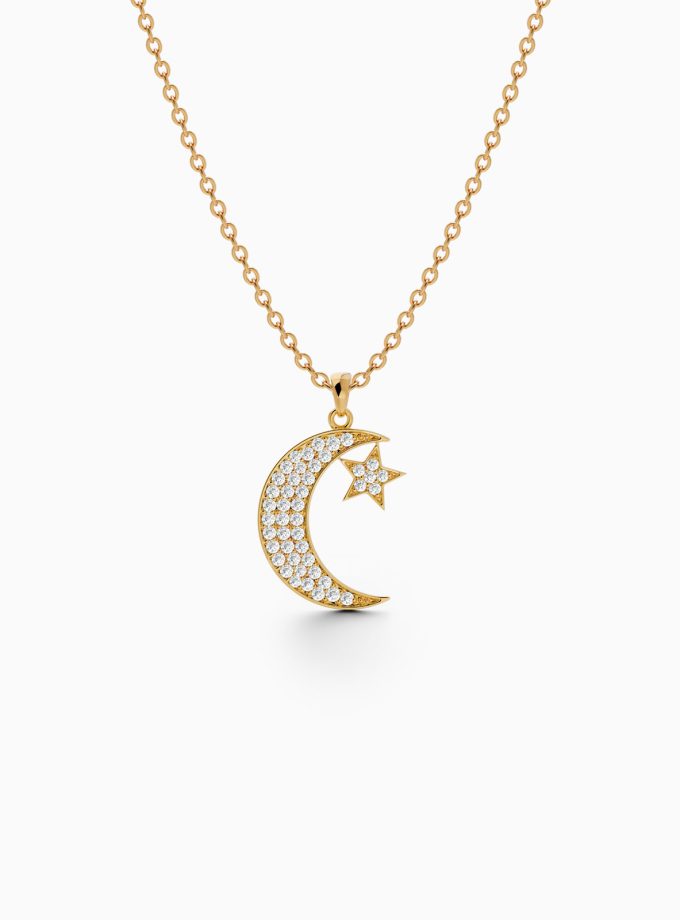 Ramadan Crescent & Star Diamond Pendant | Varudai