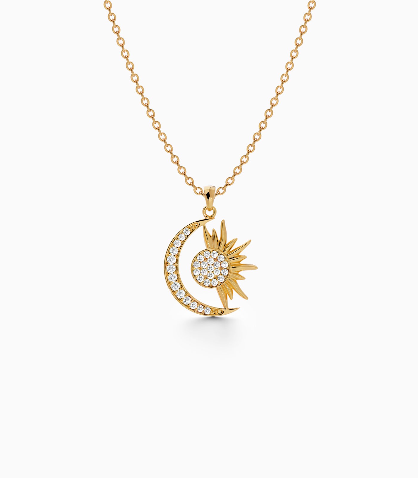 Sun & Crescent Duo Diamond Pendant | Varudai
