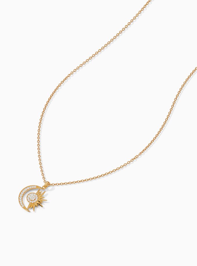 Sun & Crescent Duo Diamond Pendant | Varudai