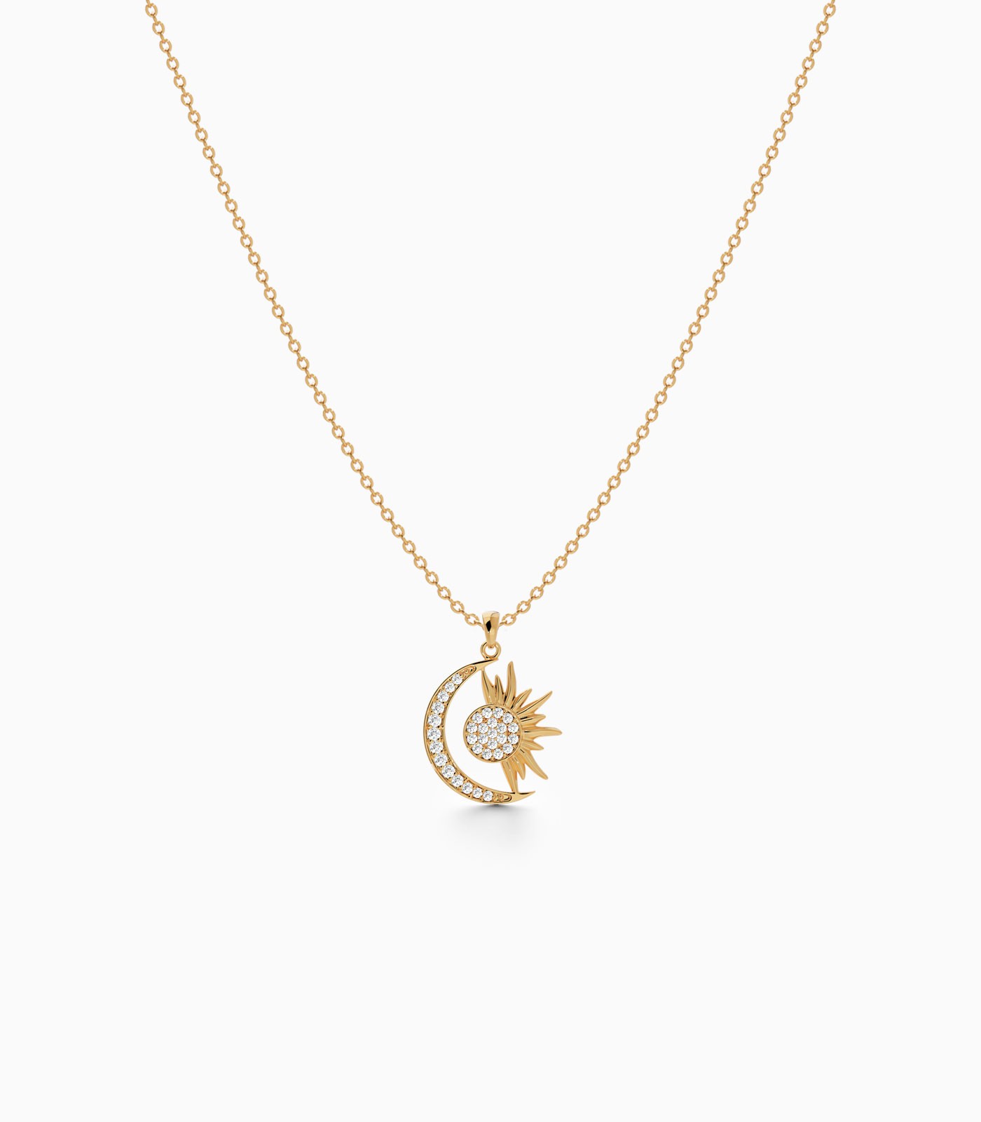Sun & Crescent Duo Diamond Pendant | Varudai