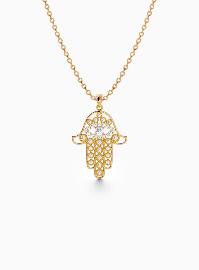 Diamond Filigree Hamsa Pendant | Varudai