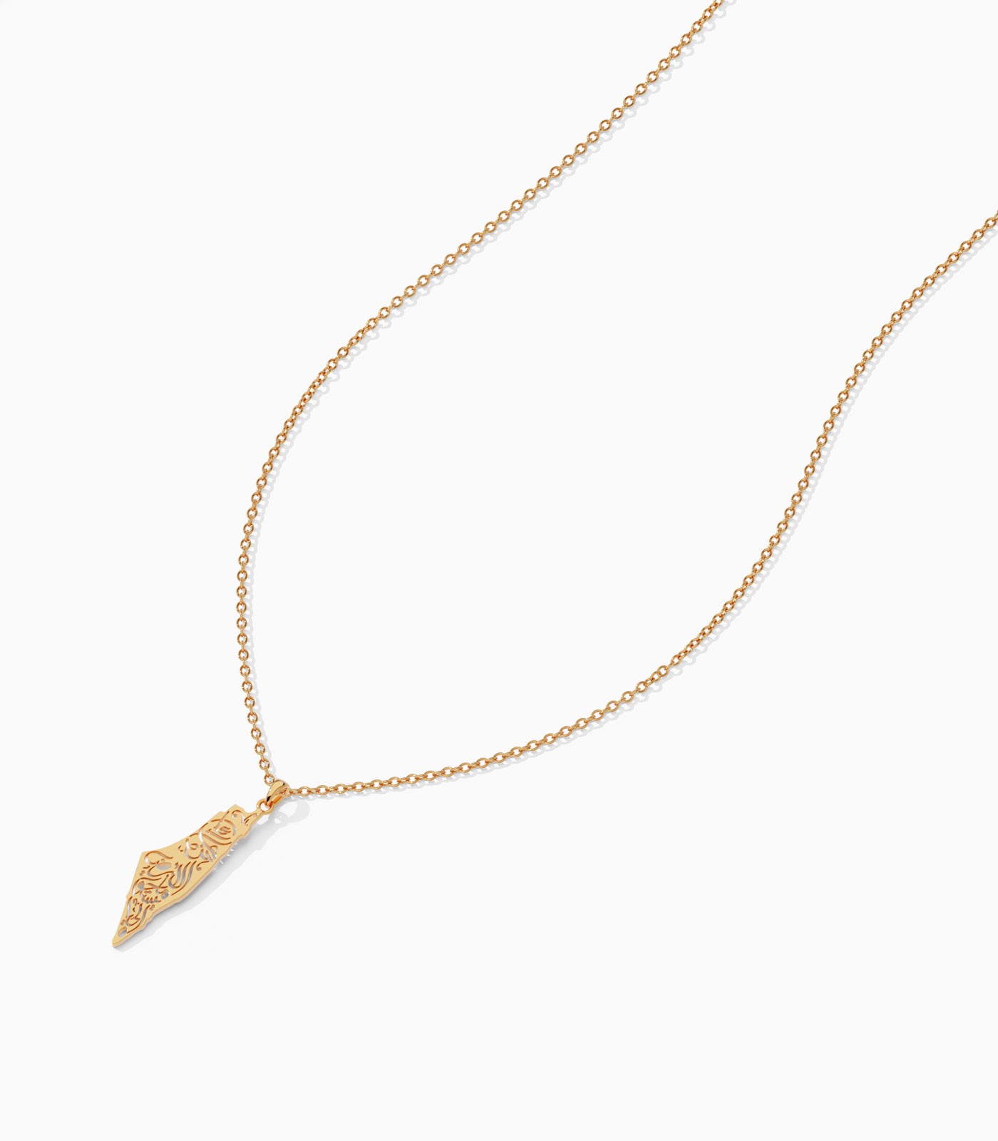Gold Palestine Pendant with Arabic Script | Necklace | Varudai