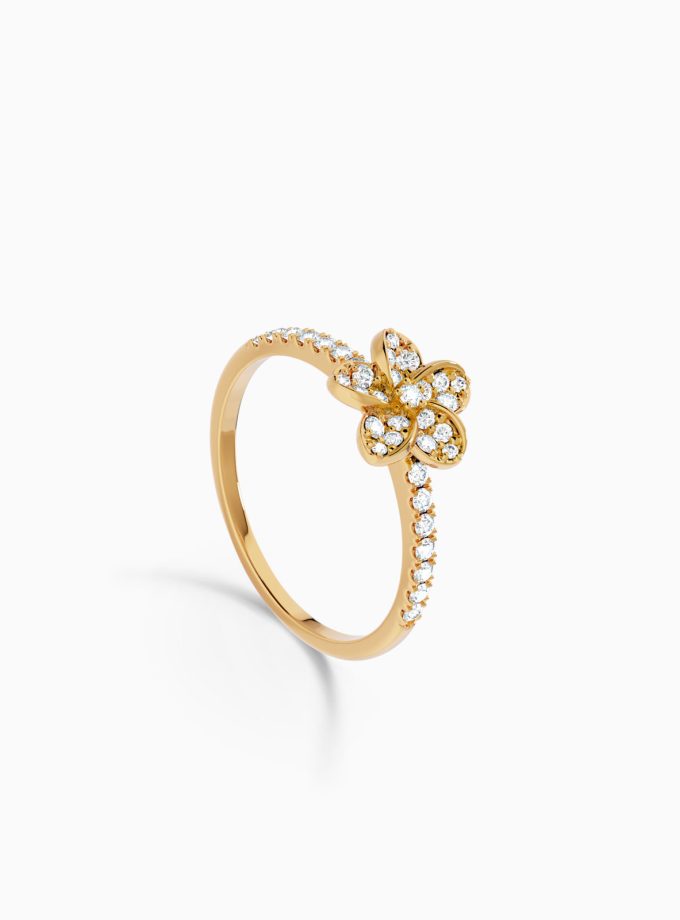 Floral Diamond Forever Gold Ring | Varudai