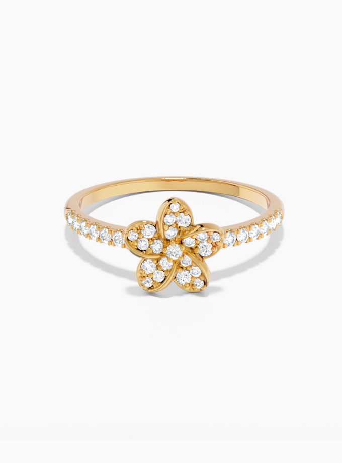 Floral Diamond Forever Gold Ring | Varudai