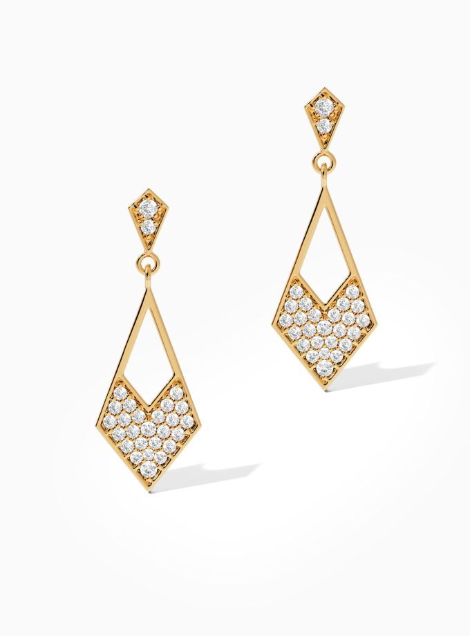 Geometric Kite Shape Diamond Earrings | Varudai