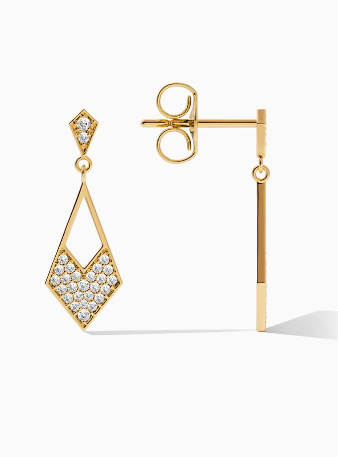 Geometric Kite Shape Diamond Earrings | Varudai
