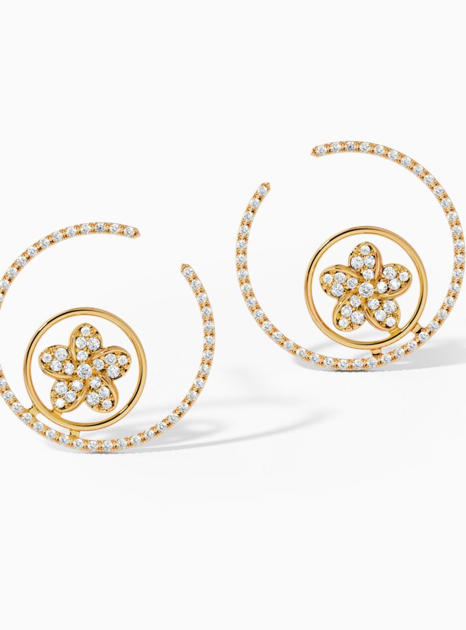 Diamond Halo Circular Floral Vintage Earrings | Varudai