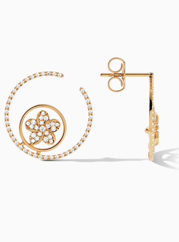 Diamond Halo Circular Floral Vintage Earrings | Varudai