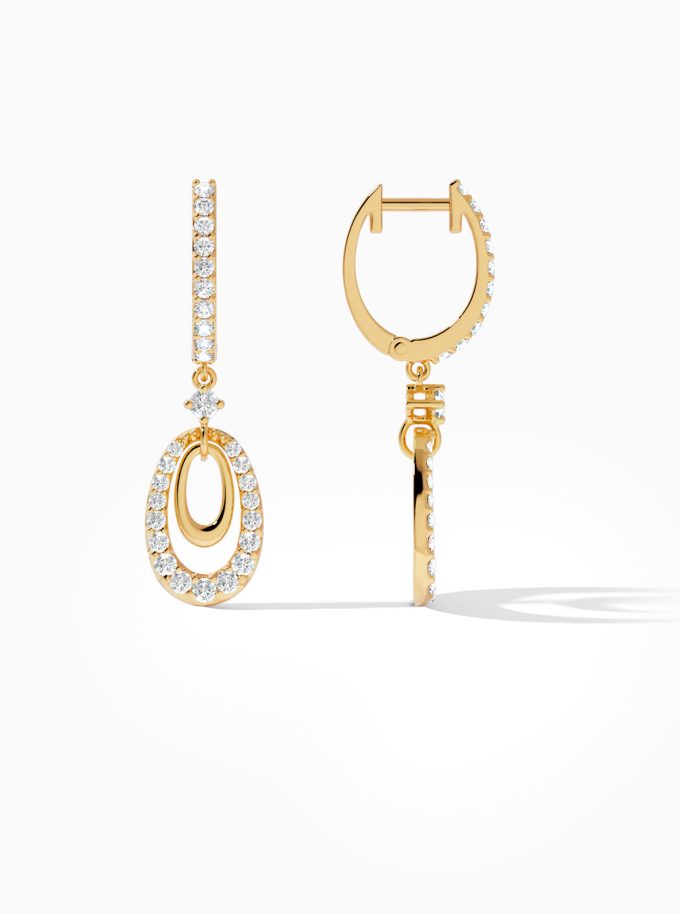 Glistening Oval Dangle Earrings | Varudai