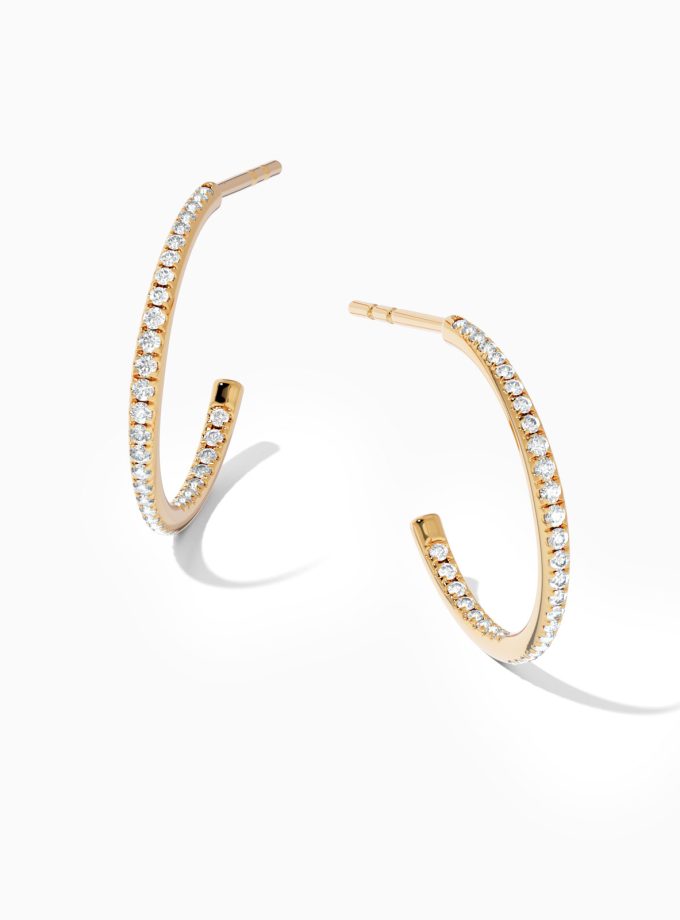 Diamond Half Hoop Stud Earrings | Varudai
