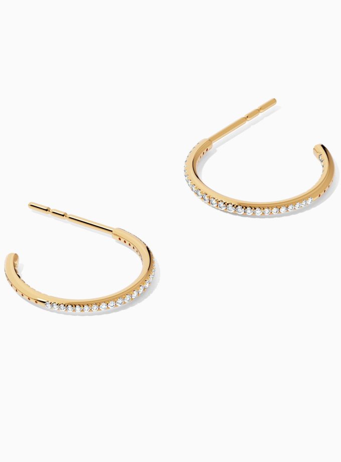 Diamond Half Hoop Stud Earrings | Varudai