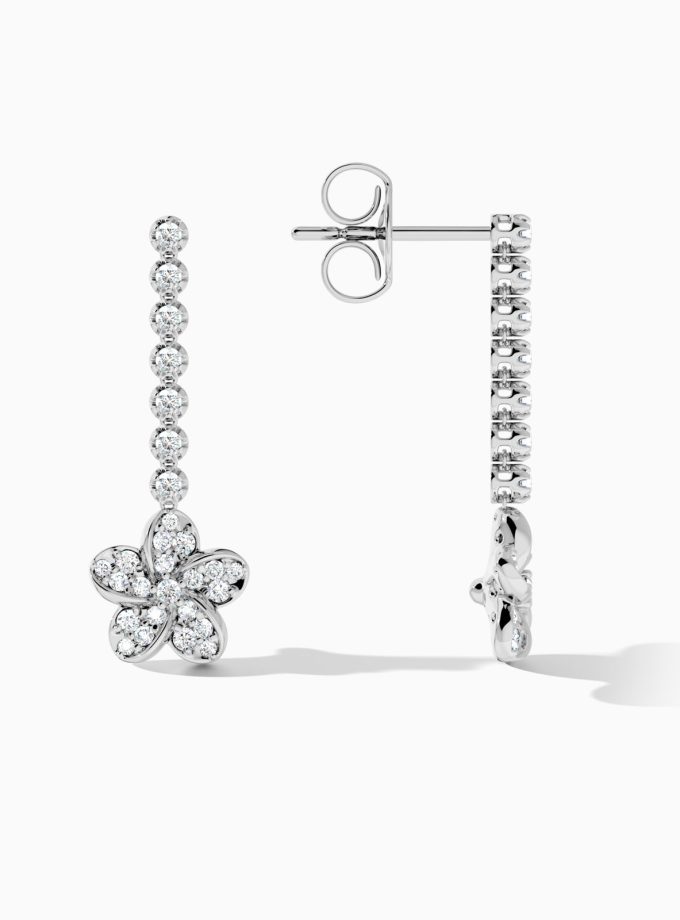 Cascading Diamond Floral Drop Earrings | Varudai