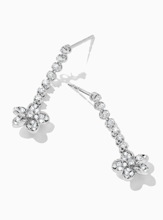 Cascading Diamond Floral Drop Earrings | Varudai