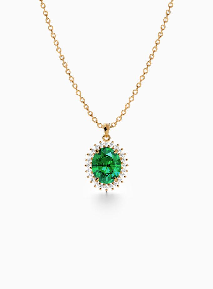 Regal Gemstone Halo Pendant | Varudai