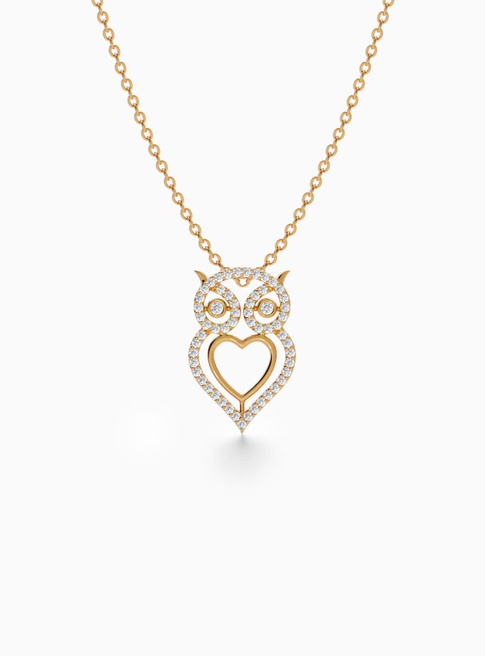 Heart of Wisdom Gold Owl Pendant | Varudai