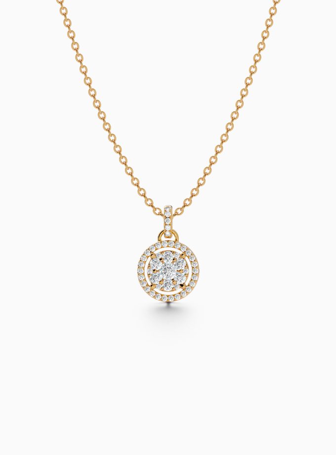 Classic Diamond Cluster Round Pendant | Varudai