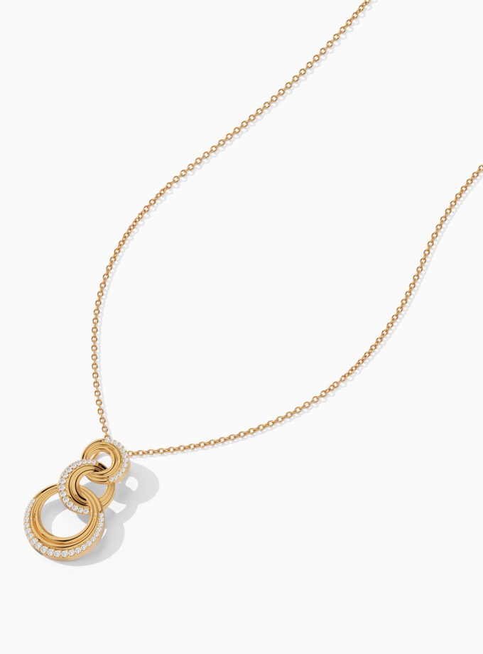 Triple Circle Entwined Diamond Pendant | Varudai