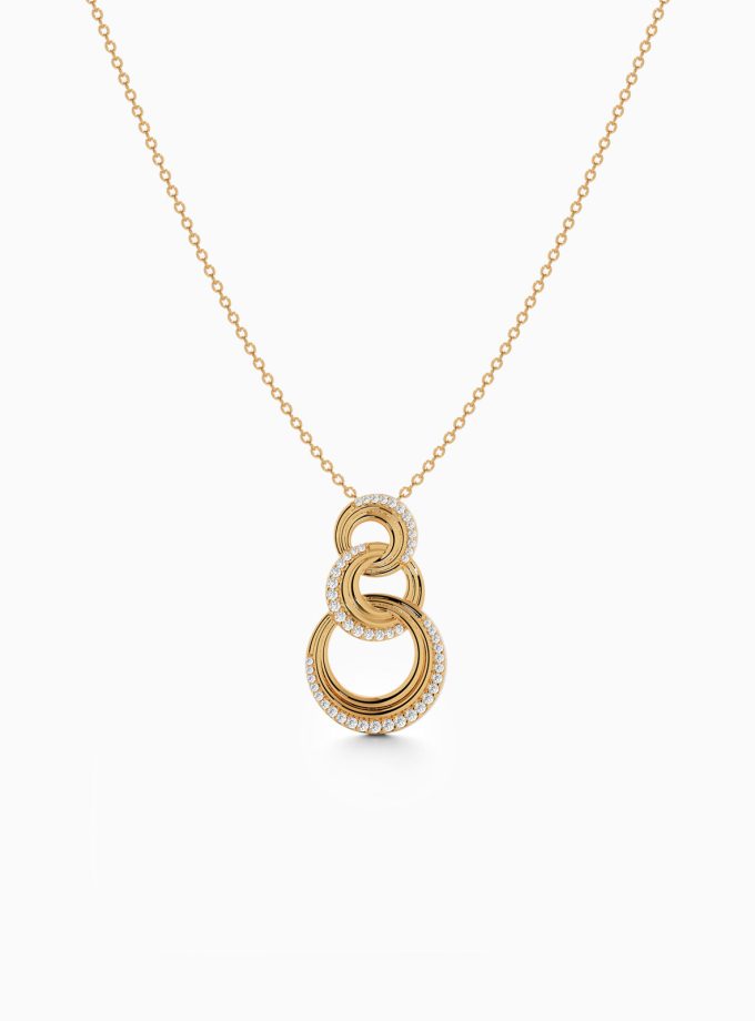 Triple Circle Entwined Diamond Pendant | Varudai