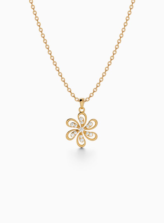 Twirling Flower Diamond Pendant | Varudai