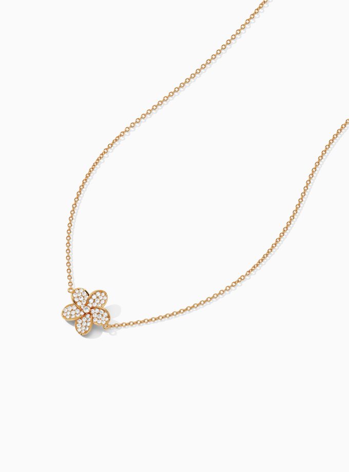 Classic Diamond Floral Pendant in 18k Gold | Varudai