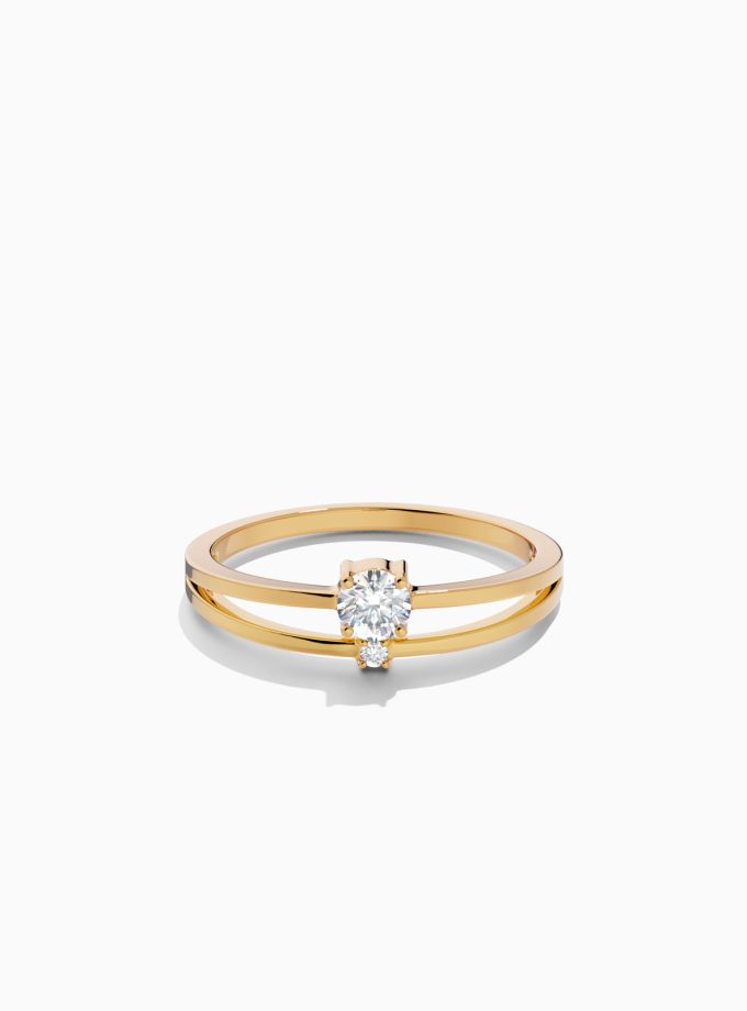 Dual-Band Diamond Gold Ring | Varudai