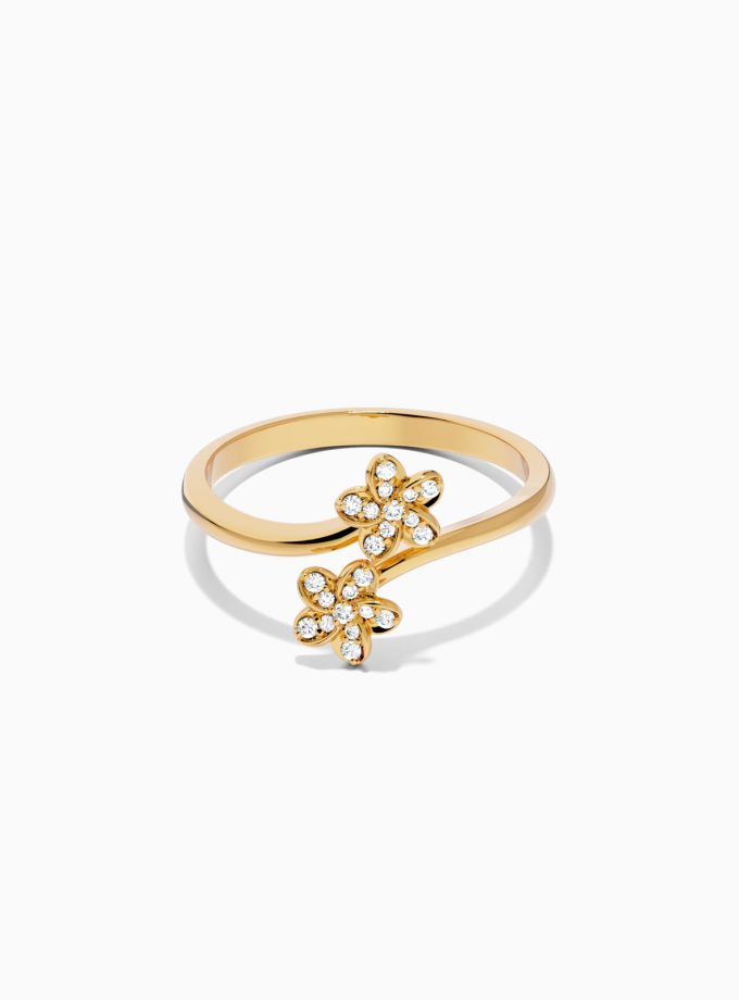 Double Floral Twisted Bypass Ring | Varudai
