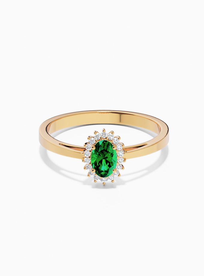 Classic Gemstone Diamond Halo Ring | Varudai
