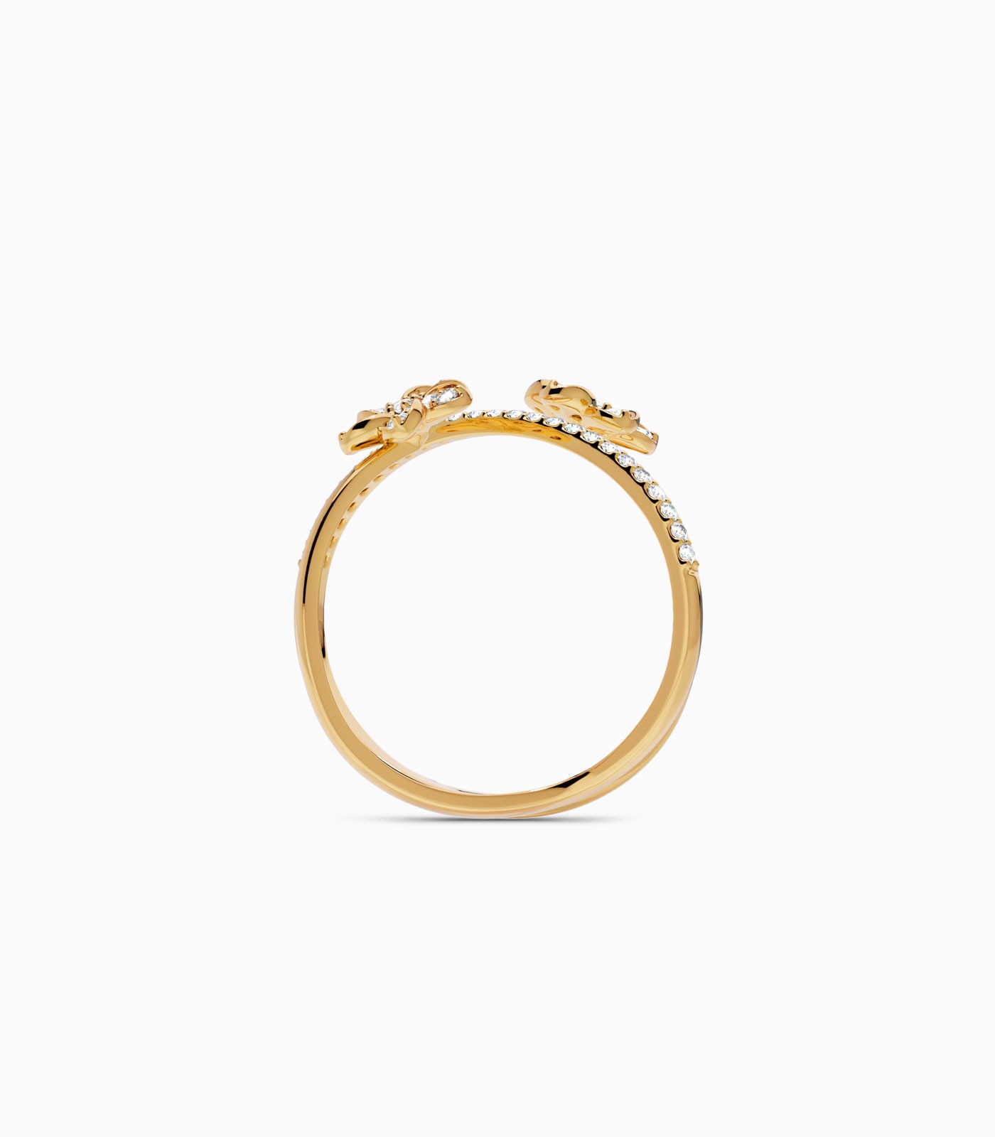 Double Layer Floral Diamond Bypass Ring | Varudai