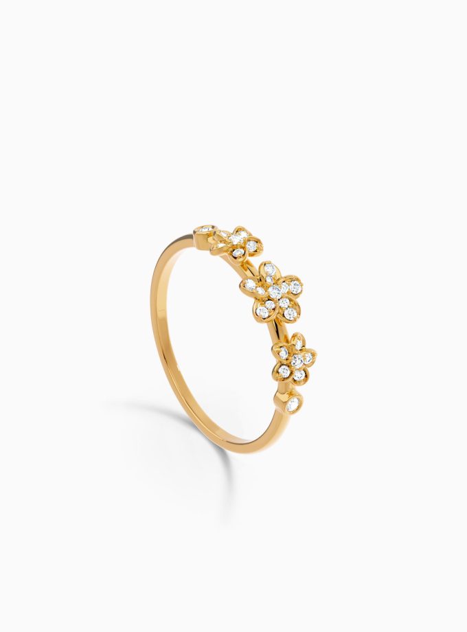 Triple Floral Pattern Gold Ring | Varudai