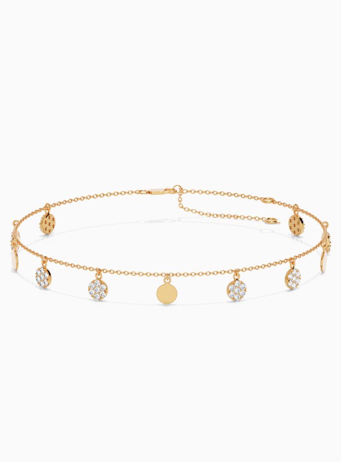 Anklet with Diamond and Gold Disc Charms | Diamond Anklets | 18k gold Anklets | Varudai