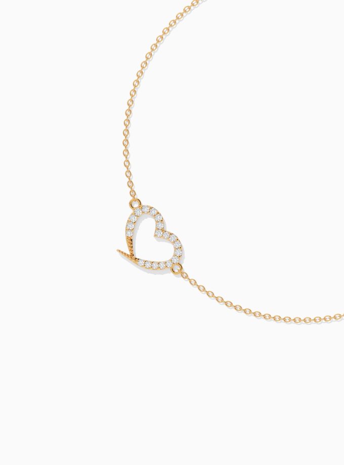 18k Gold Tiny Heart Diamond Bracelet | Varudai | Heart shaped diamond bracelet