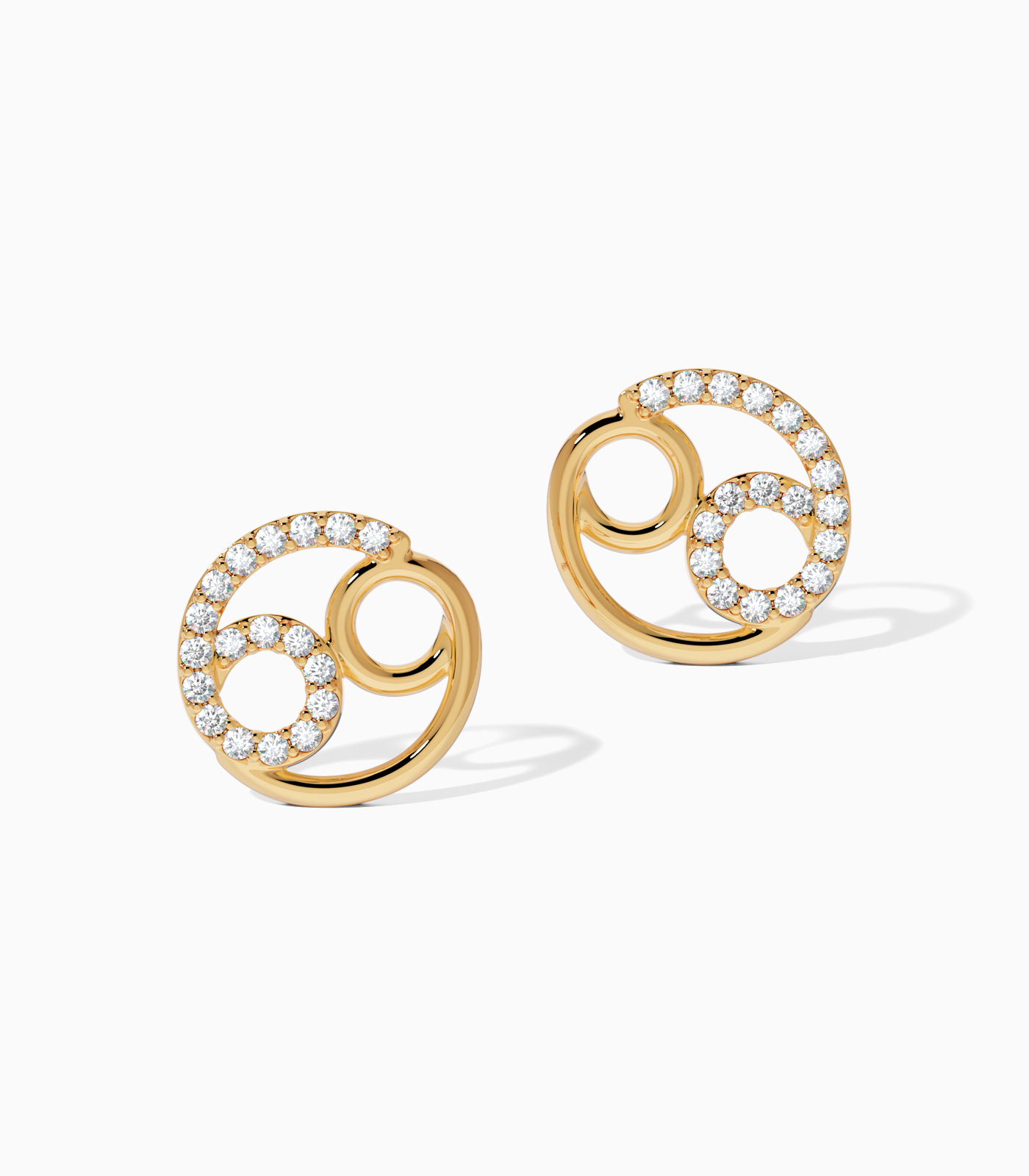 18k Gold Cancer Zodiac Earrings with Diamonds | Diamond Earrings | Zodiac Earrings | Zodiac Gold Earrings | Varudai