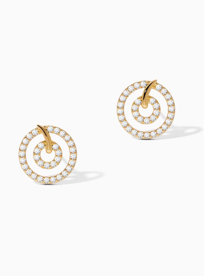 Double Circle Diamond Earrings | Varudai | Diamond Stud Earrings
