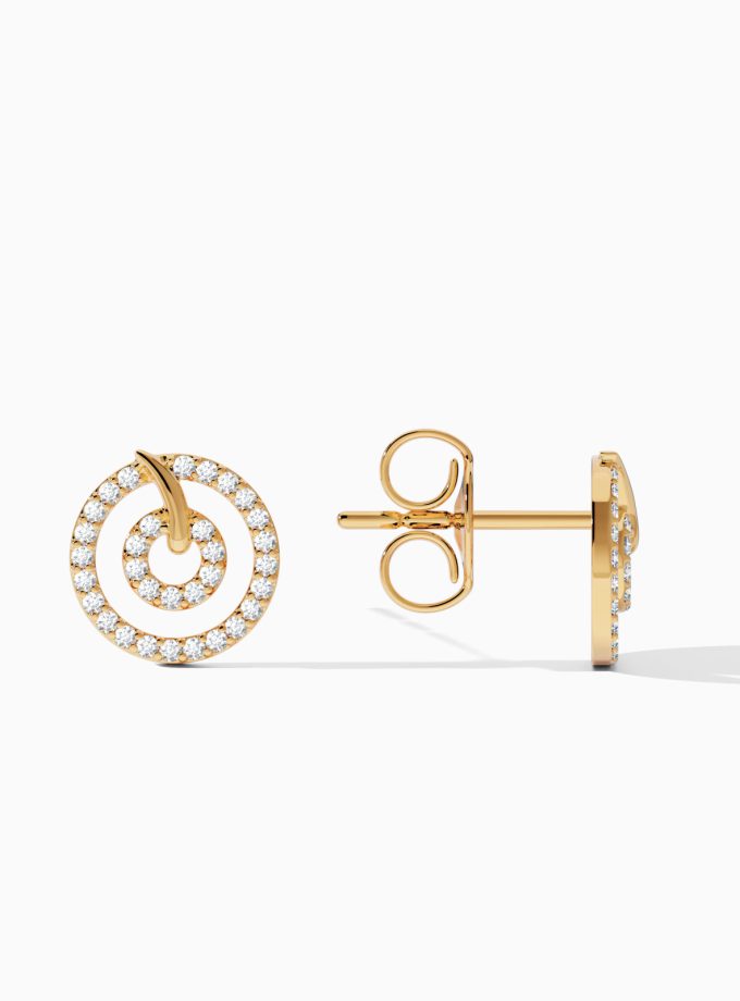 Double Circle Diamond Earrings | Varudai | Diamond Stud Earrings