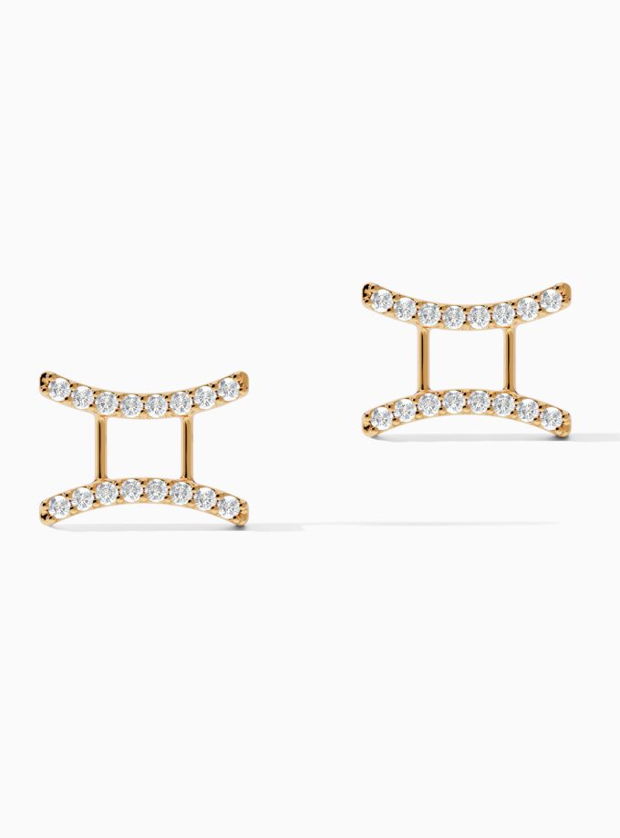 Shining Diamond Gemini Zodiac Earrings in Diamonds | Diamond Earrings | Zodiac Earrings | Zodiac Gold Earrings | Varudai