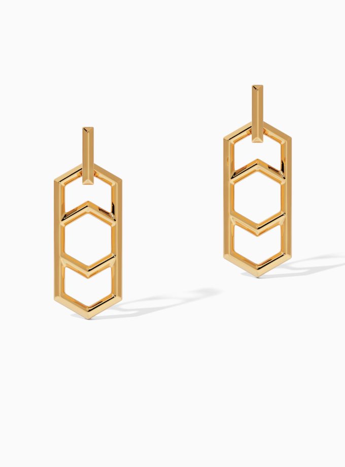 18K Gold Geometric Drop Earrings | Drop Earings | Varudai