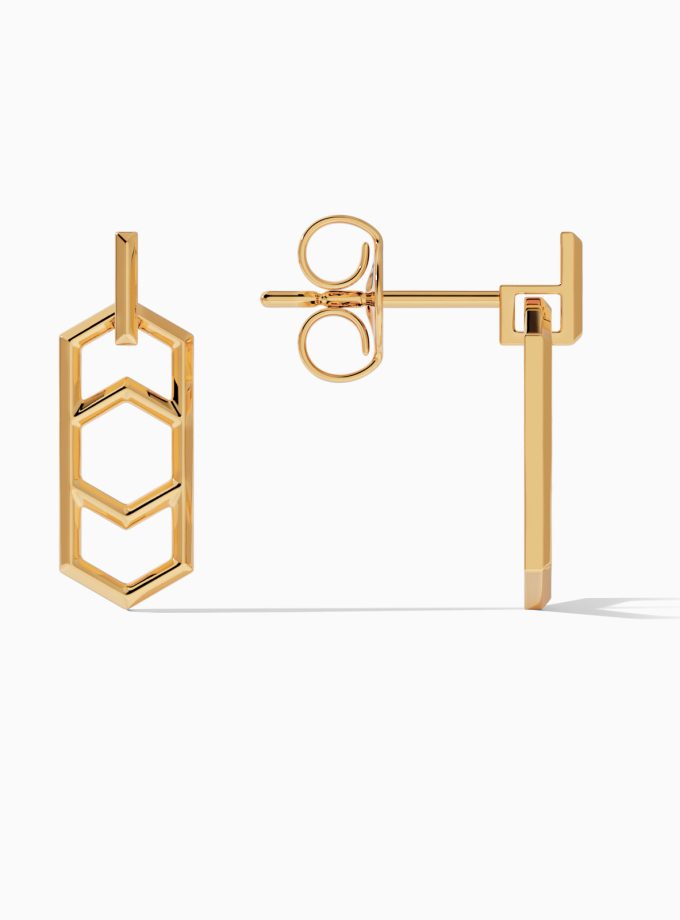 18K Gold Geometric Drop Earrings | Drop Earings | Varudai
