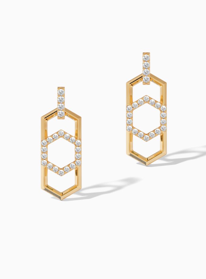 Diamond Geometric Drop Earrings | Drop Earrings | Varudai