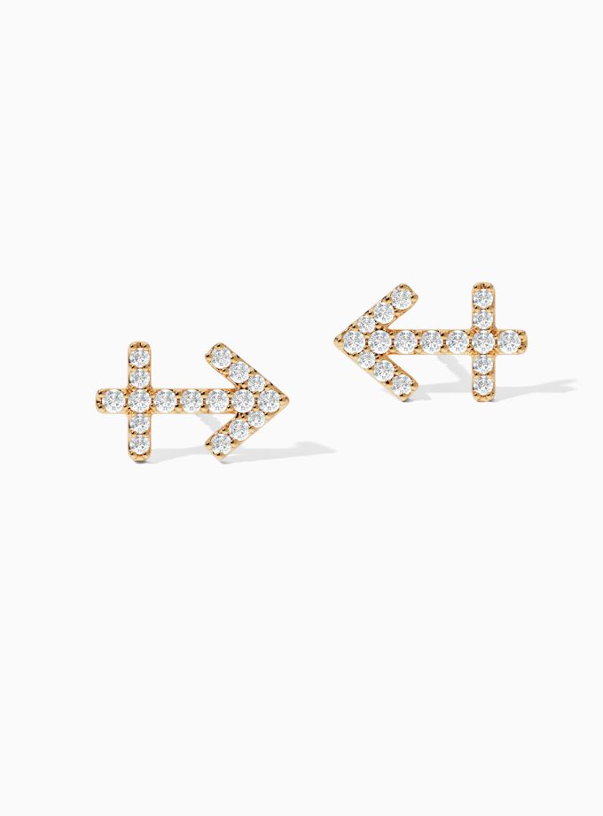 Sagittarius Zodiac Sign Earrings with Diamonds | Diamond Earrings | Zodiac Earrings | Zodiac Gold Earrings | Varudai