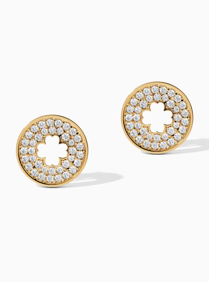 Diamond Clover Stud Earrings | Varudai | Diamond Earrings | Flower Earrings
