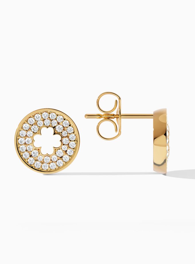 Diamond Clover Stud Earrings | Varudai | Diamond Earrings | Flower Earrings