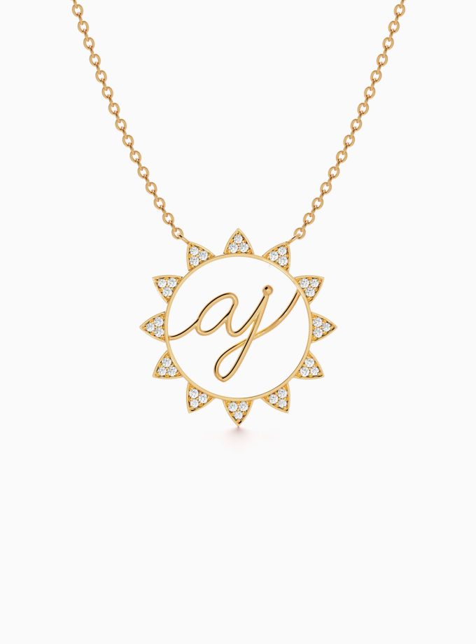 Customized Two Initial Necklace with Sun Design | Personalized Jewellery | Personalized Pendant | Customized Pendant | Letter pendant | Initial Pendant