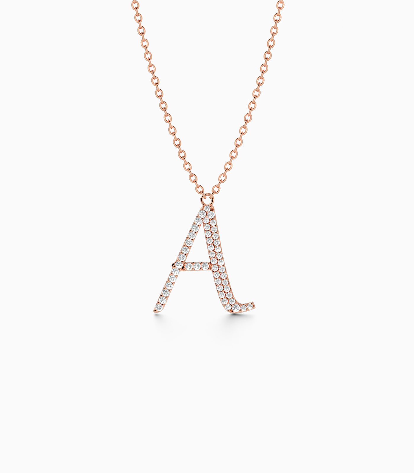 Diamond Initial A Necklace in 18k Gold | Varudai | Custom alphabet | initial letters | diamond pendant | necklace | Arabic letter charms