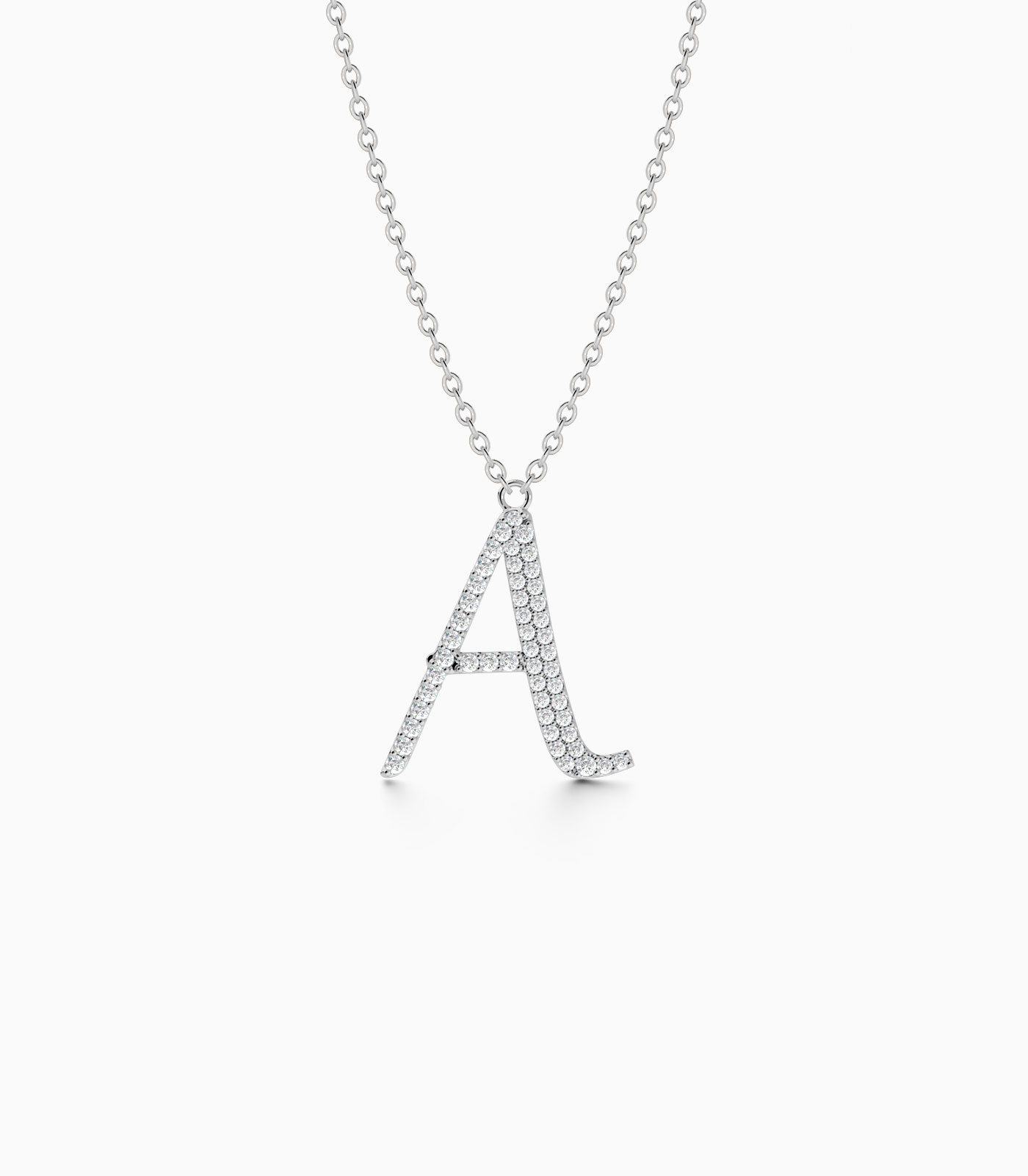 Diamond Initial A Necklace in 18k Gold | Varudai | Custom alphabet | initial letters | diamond pendant | necklace | Arabic letter charms