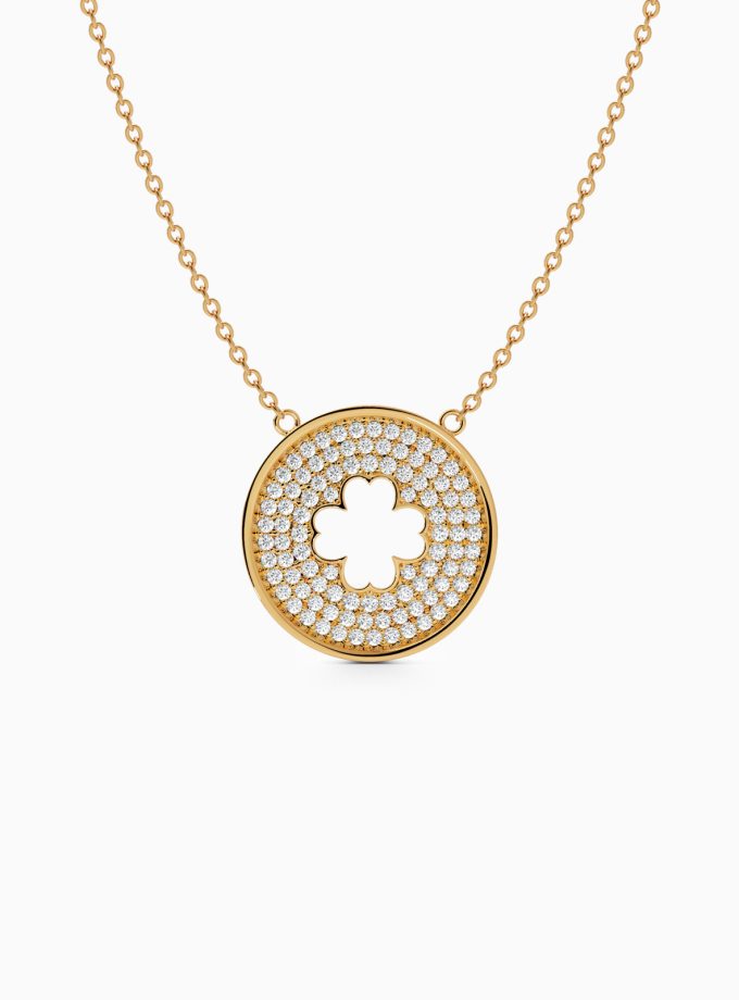 Elegant Round Clover Diamond Necklace | Varudai | Flower shaped Necklace | Diamond Pendant