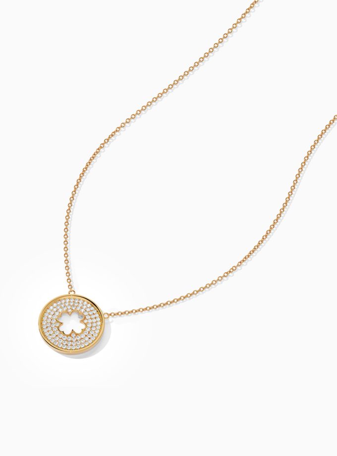 Elegant Round Clover Diamond Necklace | Varudai | Flower shaped Necklace | Diamond Pendant