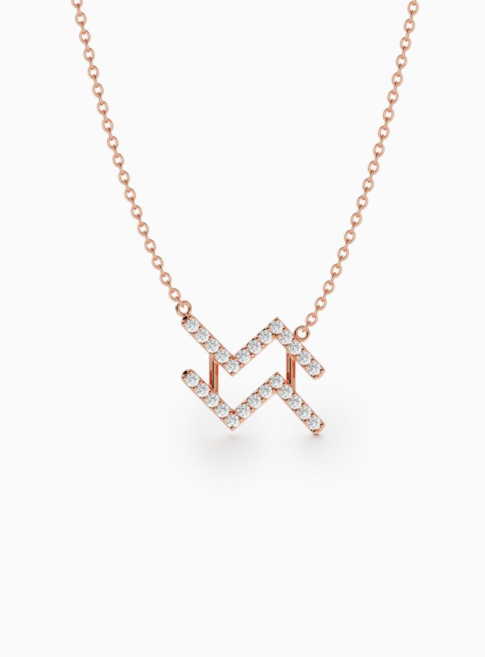 Aquarius Zodiac Sign Diamond Necklace | Varudai | The Zodiac Collection